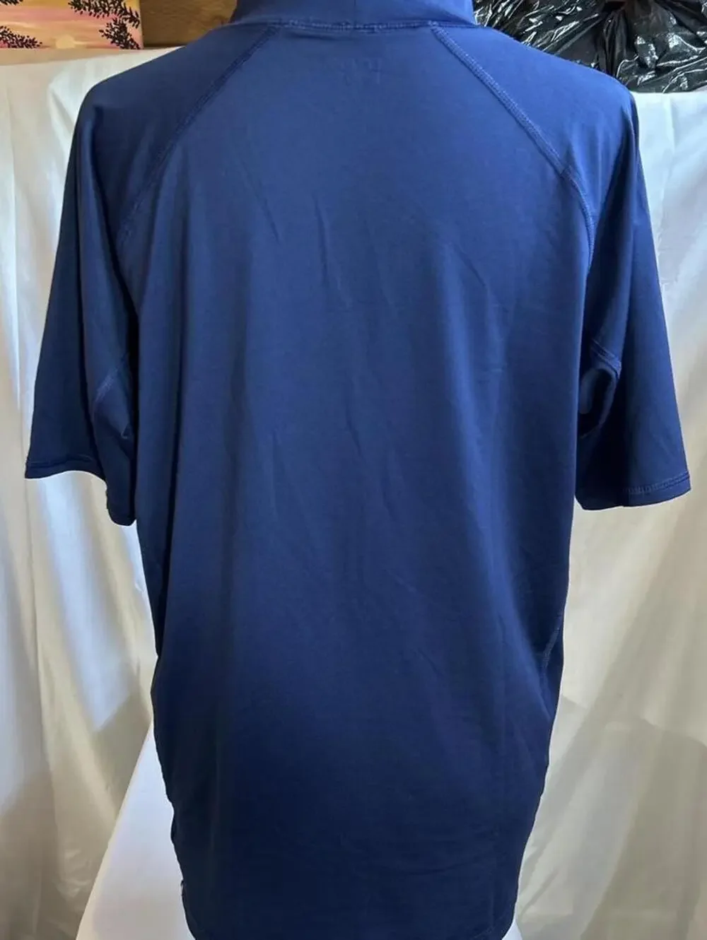 Kids, Short-Sleeve Rash Guard Shirt, Blue, Lands End, Size XXL
